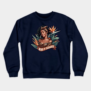 Bird Of Paradise African American Girl Floral Tropical Plant Crewneck Sweatshirt